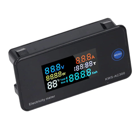 Open Transformer AC Multimeter Digital Energy Meter KWSAC300-100A with 360 Degree Color LCD, measures voltage and current