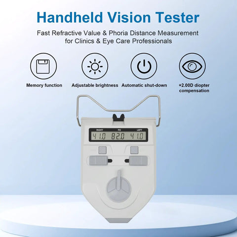 Digital Pupilometer With LCD Display And Memory PD Meter For Eyewear Fitting Pupillary Distance Tool Precision Optical Instrument 45 To 82mm Great For Eye Pros And Shops Quick Readouts Memory Recalls Last Five PD Measurements Easy Onehanded, handheld vision tester