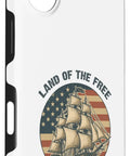 Patriotic Red White And Blue US Flag Sailboat iPhone 16 Case With Retro Vibe Durable Protective Cover Featuring Ship Design