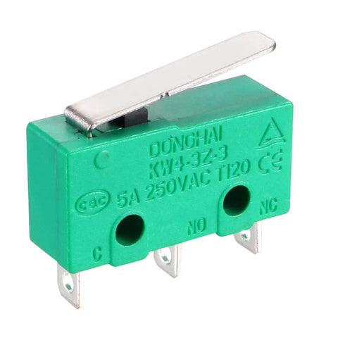 Pack Of 10 KW4-3Z-3 Micro Limit Switch SPDT NO NC Momentary Lever 3 Terminals 5A 250VAC IP40 Green Workhorse