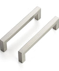 8 Pack Brushed Nickel Cabinet Handles 5 Inch Square Drawer Pulls Stainless Steel With 128mm Hole Centers for kitchen cabinets.