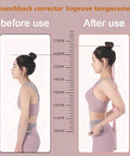 Side-by-side comparison of posture before and after using the Posture Corrector Stick For Back Pain Relief And Spine Alignment.