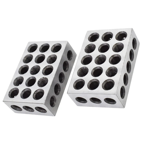 1-2-3 Block Set Built Tough For Milling, 5 Matched Pairs With 23 Holes, Pro Grade 0.0002 Inch Per Inch Precision, 1 X 2 X 3 Inch Hardened Tool Steel Jigs For Milling Machines pair of hardened tool steel 1 x 2 x 3 inch 23-hole blocks