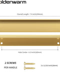 Five Pack Finger Edge Pulls For Gold Cabinet Hardware And Drawer Handles, Six And A Quarter Inch Hole Centers, Includes Screws