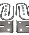Beefy U-Bolt Kit For Trailer Axles Five Eighths Inch By Four Inch By Eight And A Half Inch With Tie Plates And Nuts, Easy Install For Securing Axles To Two Inch Wide Leaf Springs. Heavy-duty steel U-bolts, tie plates, and nuts