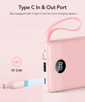 Type C port on 10000mAh Slim Portable Charger, Built In Four Power Bank Cables, Straight Up Travel Essential To Keep Yo Phone Lit Without Any Cord Drama, Ready For Commute.