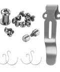 Top Shelf 13 Piece Titanium Screw Kit For Benchmade Bugout 535 includes screws, standoffs, and clips for knife repair.