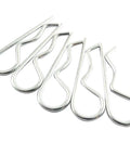 Close-up of zinc plated R clips from 20Pcs R Clips Retaining Cotter Pins TYHI Built To Last Heavy Duty Zinc Plated Hairpin Assortment Kit