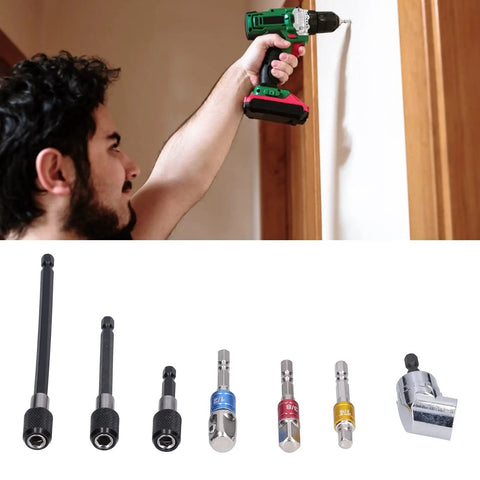 Grab This Awesome 7-Piece Socket Adapter Kit With Colorful Hex Shank Extensions For Easy Drilling And Screwdriver Work That Fits 1/2 Inch 3/8 And 1/4 Sizes Perfectly For Pro Tools Or Weekend DIY Projects Anytime. 7-piece chrome vanadium steel socket adapter set for drill use