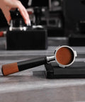 Stainless Steel Bottomless Portafilter Handle for Home Espresso Makers on counter; Durable Filter Holder for Office and Cafe Use
