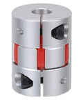 Built To Last High Precision Flexible Coupling 4-16mm Bore For Packaging Machinery Aluminum Alloy Body With Solid Insert Ideal For Stepper Motor And Transmission Systems silver coupler front view