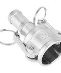 Straight Up Heavy Duty 316 Stainless Steel Camlock Coupling Quick Connect Pipe Fitting for hydraulic systems, featuring a slide handle assembly.
