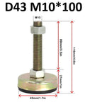 Tough As Nails Heavy Duty Adjustable Furniture Leveling Feet With Non Slip Rubber Cups, dimensions shown, steel threaded pin for support.