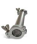 Front view of KF40 stainless steel vacuum bellows hose, 250mm+, with 2 aluminum clamps and 2 center rings