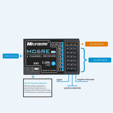 Microzone MC6C 2.4GHz 6CH Remote Controller For RC Airplane Drone Multirotor Car Boat Mode 1 Transmitter With MC6RE Receiver