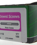 Straight Up Heavy Duty Zinc Coated Dowel Screws 3/16 By One And A Half Inches Double Ended Wood Threads For Seamlessly Hidden Cabinet Joints Built Different To Handle Any Tough Farmhouse Or Workshop Build - box packaging with size and details