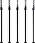 End mill bit set, five 1/16-inch AlTiN-coated solid carbide, 4-flute for metal milling