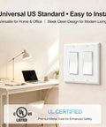 Two Single Pole Rocker Switches With 2 Gang Decora Wall Plate Set, Easy Install Kit With Screws, Fits Standard Electrical Boxes, UL And CUL Certified For Safety, Dope Home Upgrade For Quick, Clean, Modern Switch Panel on white wall