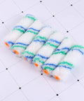 Mega Pack Of Twenty Soft Polyester Wall Paint Roller Brushes Delivers A Hella Smooth As Butter Finish Perfect For Painting Interior Walls Ceilings Canvas And Waterproof Coatings - Close-up of six paint roller sleeves with colorful stripes.