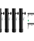 Hella Sturdy 4 Pack Table Leg Extenders For Folding Tables Adjustable Steel Risers Rising From 3.6 To 5.23 Inches with secure attachment.