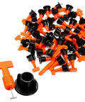 Tile Leveling System 200pc Pack Reusable Tile Levelers And Spacers For Walls And Floors With Handy Wrench displayed on white background.