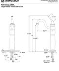 Technical drawing of Heritage Vessel Sink Faucet With Optional Cover Plate 6-1/8-Inch Polished Chrome Single Handle 1-Hole Install Drip-Free Washerless Cartridge 180-Degree Joystick Control 1.2 GPM At 60 PSI CA Title 20 Compliant Includes Mounting Hardware