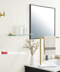 Bathroom with Gold Brushed Stainless Steel Glass Shelf For Bathroom 16x5 Inch Tempered Glass Shower Storage Mounted on Wall Model TGS101-BG