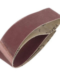 Close-up of a 533 X 30 mm Alumina Sanding Belt showing emery cloth style for metal finishing and deburring, durable and fast cutting.
