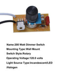 Smooth Rotary Dimmer Switch With Knob For 200 Watt Bulbs, 120 Volt Manual Control Replacement For Led Halogen And Incandescent Lights. Internal circuit detail.