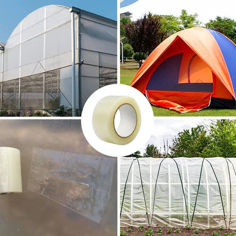 Reinforced Greenhouse Repair Tape, 2 Inch By 108 Foot, 6 Mil PE Plastic Sheeting Tape For No Fuss Seaming And Sealing, Waterproof Patch Kit For Greenhouse Covers, Clear Weatherproof Adhesive Tape
