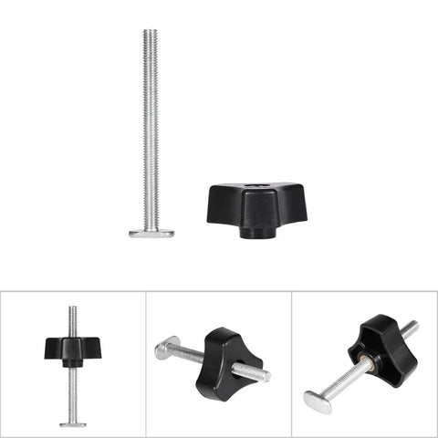 Heavy Duty T Slot Clamp Set Quick Acting Hold Down Clamps With 8mm Threaded Rod For Woodworking And Metalworking Projects And General Workholding Ideal For Jigs, Fixtures, Milling, And Assembly In Home Workshop Settings, black knob and steel rod
