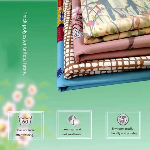 Built Tough Portable Wardrobe With Magnetic Snap Doors And Reinforced Steel Frame, stack of colorful thick polyester taffeta fabrics.