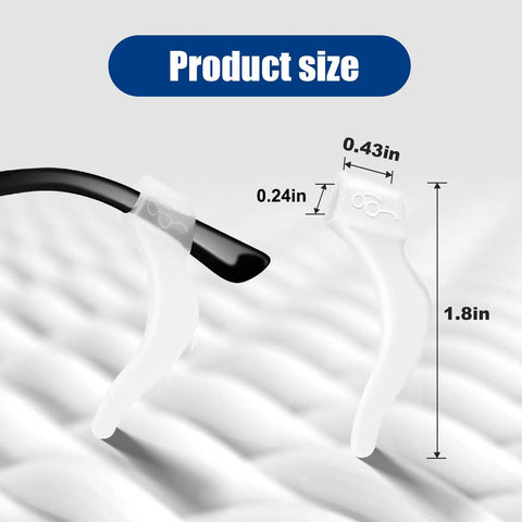 Product size view of Anti Slip Silicone Eyeglass Ear Grips For Sports Glasses And Sunglasses, 1.8 inches in length.