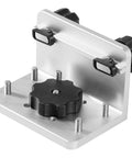 90 Degree Boat Track Mount Bracket For Versatrack, Cannon, Lund, Scotty, Ranger And More Aluminum Pre Drilled Gunnel Track Mount For Rod Holders And Marine Accessories, silver aluminum with black knobs