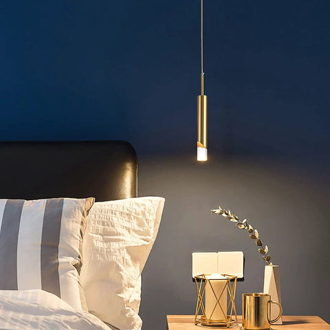 Gold Modern Mini Pendant Lights 3 pack for kitchen island bedroom and dining bar, illuminating bedroom with warm 5W LED, 2.36 inch shade