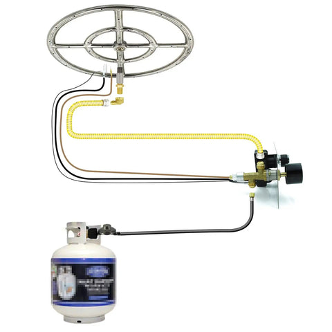 Fire Pit Burner Valve System Kit With Flame Failure Safety Valve And Push Button Igniter For LPG Propane Gas Control setup
