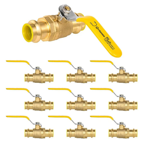 10 Pack 3/4-Inch Press X Press Propress Ball Valve Set With EPDM O-Ring Lead-Free Brass 1/4-Turn Full Port Shut Off For Copper Tubing