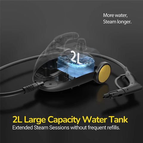 Heavy Duty Steam Cleaner With 2L Water Tank, 28 Piece All In One Multipurpose Kit showing transparent tank view