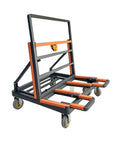Heavy Duty Aluminum Panel Dolly And Glass Hauling Rig With Anti Scratch Rubber Rollers in black and orange design.