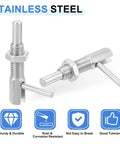 Pair Of Heavy Duty M12 Retractable Indexing Plunger Pins With Nuts Rugged Stainless Steel Spring Loaded Latch Telescopic Locking Pin professional grade hardware shown.