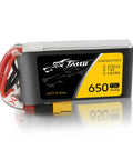 650mAh 2S 7.4V LiPo Battery With XT30 Plug For 120 Size FPV Rigs with 75C burst, compact design, and Tattu branding.