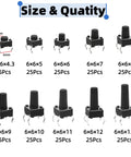 250 Piece 10 Value 6x6mm Tactile Push Button Switch Kit For Arduino And Breadboard Projects, Micro Momentary 4 Pin Tact Switches