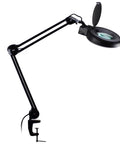 Illuminated Workstation Magnifier With Swing Arm Pro Grade 5 Inch Optical Grade Aspheric Glass Lens 90 LED Lighting Heavy Duty Steel Arm