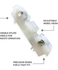 Heavy Duty Adjustable Window Roller Replacement With Slick Nylon Wheels For Vinyl Windows showing durable nylon wheels and adjustable height.
