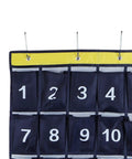 Slick Heavy Duty 30 Pocket Wall Hanging Storage Bag Oxford Cloth Organizer with numbered pockets, navy blue, 31x24 inches, ideal for entryway.