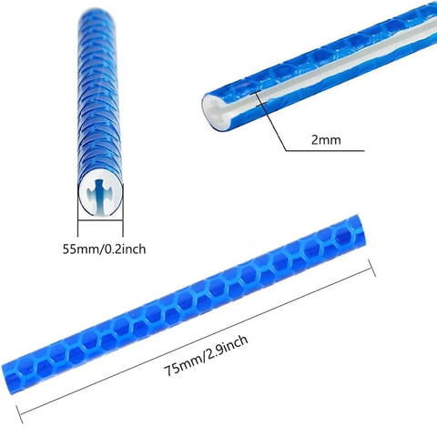 Close-up of blue cycling reflector clip for 1.8-2mm spokes, part of 36 Pcs Cycling Reflectors In Red Yellow And Blue For Your Night Rides