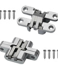 2 Pack 180 Degree Swing Door Hinges, Concealed Invisible Cross Hinges For Cabinets And Furniture, 16x70mm Natural Finish