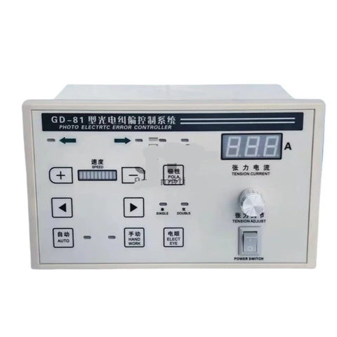 GD81 GD82 GD86 GD87 GD88 Photoelectric Correction Control System device front view with control panel and buttons visible.
