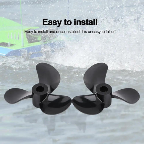 RC Boat Propeller Set With 3 Blades For 4mm Shafts Lightweight Plastic Outboard Propeller Pair black on water background
