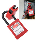 Two Pack Circuit Breaker Lockout Device With Insulated Padlocks for small and medium breakers securing industrial equipment.